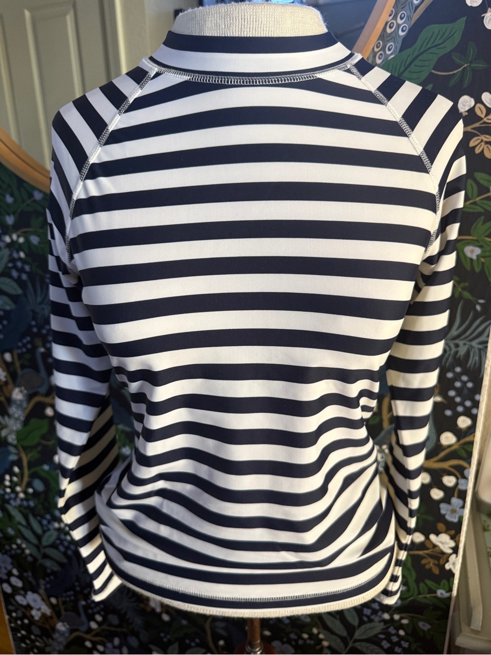 J.Crew Navy White Striped Long Sleeve Swim Shirt Rash Guard - Size XS/S